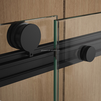 Porte de douche en verre sans cadre rectangulaire moderne, glissière en acier inoxydable brossé, rail tubulaire, verre trempé revêtu de 8 mm, salle de bain, hôtel