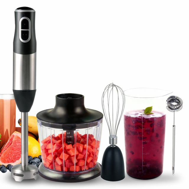 2-in-1 Portable Hand Blender & Fruit Meat Vegetable Puree Chopper Processor Low Noise 200W Variable Speed for Home Hotel Use