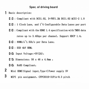 <span class=keywords><strong>Mini</strong></span> HD-MI để mipi CSI/DSi Adapter Board 0.3 mét Pitch 31pin 5V Type-C Powered RoHS compliant LCD Bảng & phụ kiện - Product Image 6