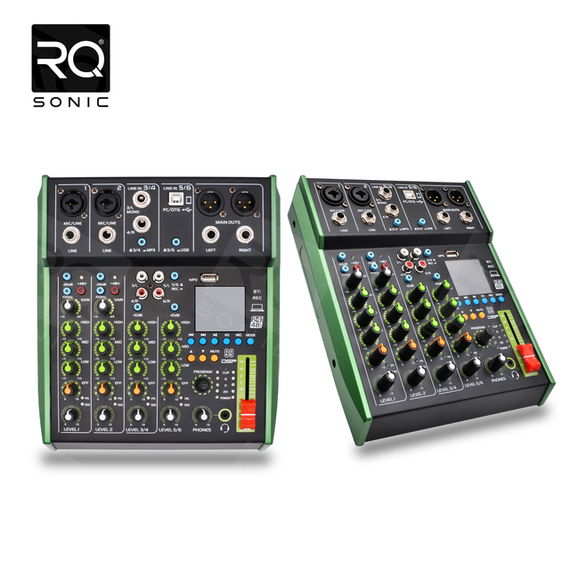 RQSONIC MG7 4 Channel Interface Professional Sound Audio Power Mixer USB Digital Audio Music Sound Mixer