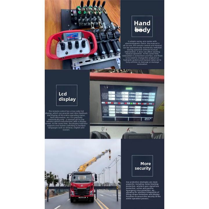 Custom-Made Wireless Remote Control System for Truck Crane Hand-to-Hand Integration Rechargeable Battery