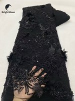 Luxe Orange 3D Floral Mesh Dentelle Tissu avec Perles Belle 3D Fleur Robe de Mariée pour la Mariée