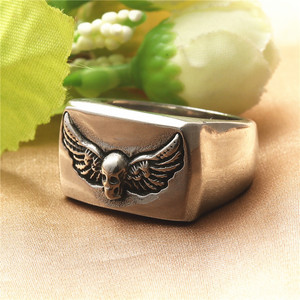 <b>Skull</b> <b>Ring</b> With Wings Retro Silver Men's Fashion Jewelry Gift - Product Image 2