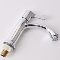 Grifo de lavabo de plástico y acero al por mayor, monomando, de montaje en cubierta, para agua fría, ideal para proyectos de baños públicos.