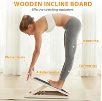 Planche inclinée pour étirements des mollets, planche inclinée en bois réglable avec base antidérapante en EVA, capacité de 300 lb, étireur de mollets portable