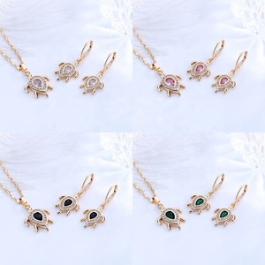 Parures de bijoux tendance pour femmes en zircon plaqué or 18 carats, boucles d'oreilles et colliers, accessoires de bijouterie en gros - Product Image 5