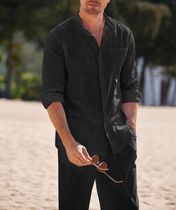 Set di camicia e pantaloni a maniche lunghe da <span class=keywords><strong>uomo</strong></span> alla moda 2025 Set completo da <span class=keywords><strong>spiaggia</strong></span> completi da <span class=keywords><strong>uomo</strong></span> all'ingrosso Set due pezzi - Product Image 6