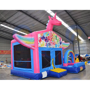 Bán buôn lớn Inflatable Đảng Bouncer cầu vồng bouncy lâu đài Unicorn thương mại Inflatable lâu đài nhà bị trả lại với Slide - Product Image 4
