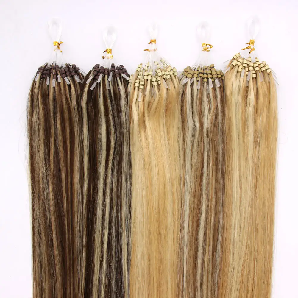 14-24inch 1g/Strand 50g Straight Micro Easy Loop Ring Double Beads Human Hair Extension