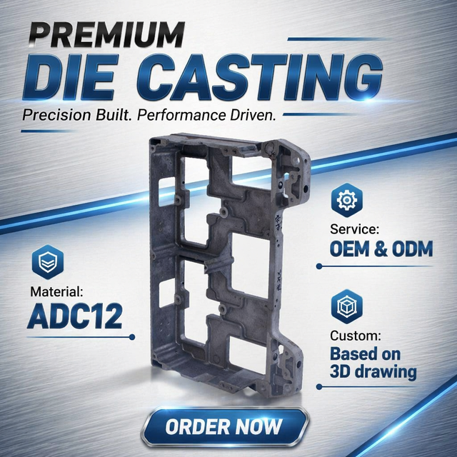 Premium Custom ADC12 Aluminum Die Casting Service CNC Machining Powder Coating for OEM/ODM Precision Electronic Industrial Parts
