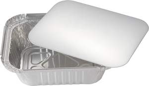 Vassoio monouso in alluminio da 750ml con coperchi di cartone con teglie di alluminio oblunghe con coperchio - Product Image 3