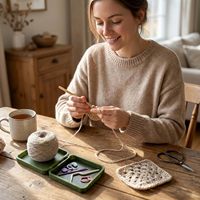 Support de Fil Portable pour Crochet et Tricot, Nouvelle Boîte Rotative Pliable Double Enrouleur de Fil 2026 pour Débutants