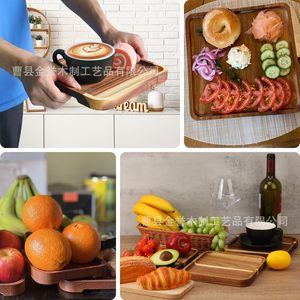 Wooden <b>Trays</b> For <b>Tea</b> Fruit Cake Pizza Western Food Natural Color Serving <b>Tray</b> - Product Image 4