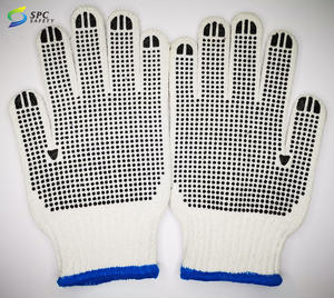 10 ölçer Palm Anti kayma doğal çift 2 taraflı siyah noktalar beyaz ağartılmış dize Knits pamuk Pvc noktalı el iş güvenliği eldiveni - Product Image 4