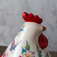 Ornement de coq en céramique peint à la main de style rétro américain, artisanat artistique pour le salon, l'entrée, le meuble TV, la décoration de la maison