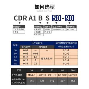 Cilindro Neumático Rotatorio Oscilante de Aluminio CRA1BW CDRA1BS30/50/63/80/100-90S/180CZ/SMC para Uso en Construcción Agrícola con Rodamiento - Product Image 4