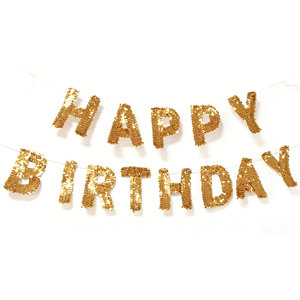 Glitzer-Silber Happy Birthday <span class=keywords><strong>Banner</strong></span> Geburtstagsparty-Dekorationen Schild Girlande Wimpelkette für Wanddekoration Party-Hintergrund - Product Image 3