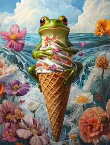 Chenistory <span class=keywords><strong>ภาพ</strong></span><span class=keywords><strong>วาด</strong></span>รูปสัตว์<span class=keywords><strong>กบ</strong></span>ไอศกรีมสำหรับมือใหม่พร้อมตัวเลขสำหรับเป็นของขวัญของตกแต่งบ้านแบบทำมือ - Product Image 6