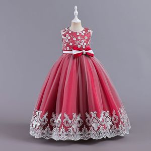 Anni anni damigelle d'onore del gruppo ricamato lungo nuovo pizzo in crêpe perline palla cena abito <span class=keywords><strong>bambina</strong></span> - Product Image 1