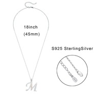 Bijoux fins, collier avec pendentif en argent sterling 925, initiale M, monogramme, lettre opale, alphabet A-Z