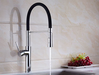 Robinet de cuisine à tirette à poignée unique avec valve en céramique à col flexible Installation à un trou en laiton noir moderne Style classique
