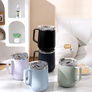 แก้วกาแฟสแตนเลส 304 ขนาด 12 ออนซ์ เก็บความร้อนได้ดี ฝาปิดกันรั่วซึม พร้อมหูจับ เก็บอุณหภูมิได้นาน 6-12 ชั่วโมง - Product Image 5