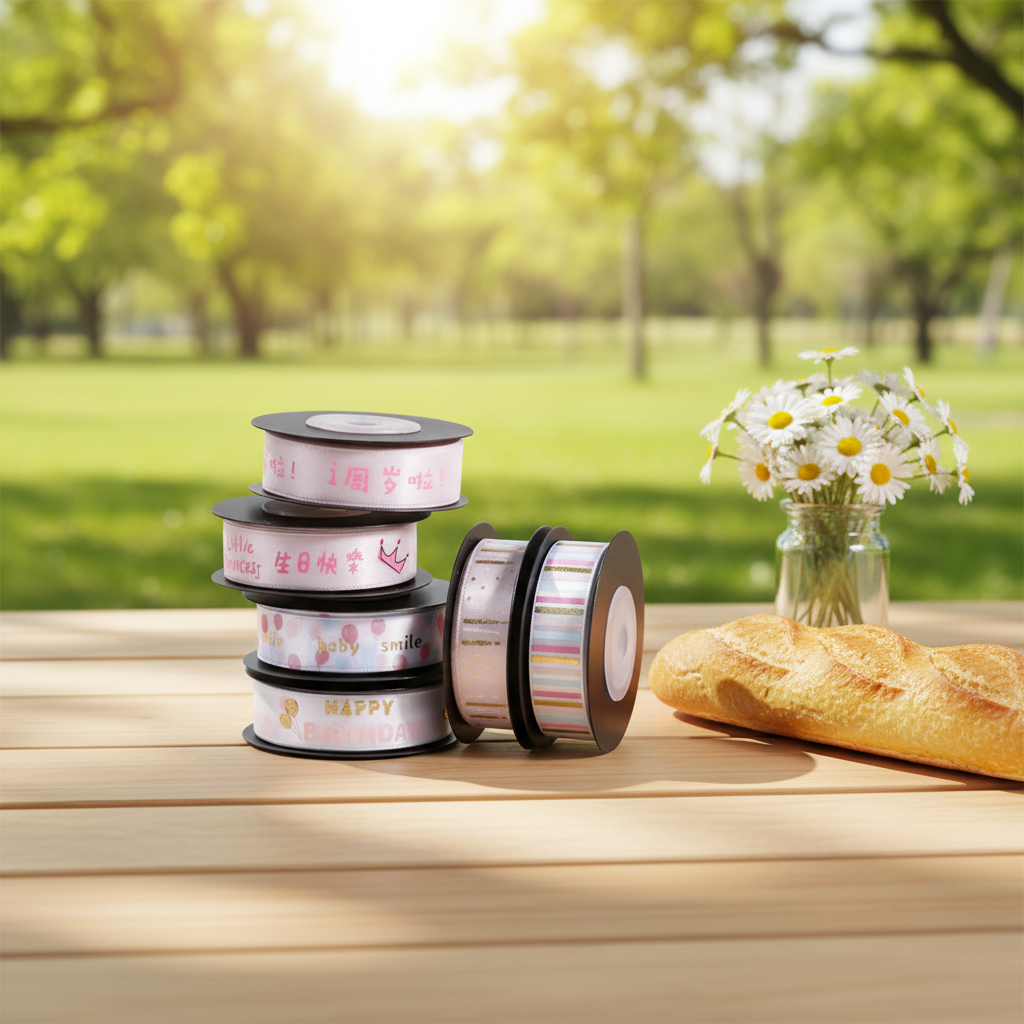 New Product Printing Ribbon Roll Packaging Bow Ribbon and logo Custom logo Decoration Ribbon Gift Packaging