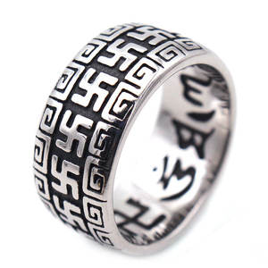 Anillo de Acero Inoxidable para Hombre, Chapado en Oro de 14K, Estilo Punk, Patrón Geométrico, Diseño de Círculo Completo, Joyería de Regalo - Product Image 3