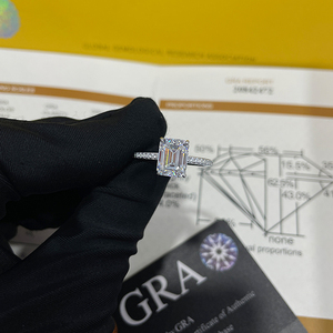 Nhẫn cưới/nhẫn đính hôn nữ bằng bạc 925 có chứng nhận GRA, đá moissanite hình vuông cắt Emerald 2 carat, kiểu dáng cổ điển, đính kim cương toàn bộ - Product Image 3