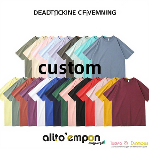 T-shirt vintage pour homme en coton 100% tricoté respirant à manches courtes col rond décontracté ample imprimé à l'écran couleur unie - Product Image 3