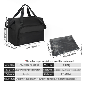 Bolsa de Viaje Resistente de Lona 300D con Compartimento Desmontable para Portátil, Bolsa de Fin de Semana Negra para <span class=keywords><strong>Viajes</strong></span> de Negocios BSCI - Product Image 3