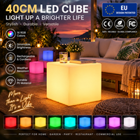 CoolQing Cubo LED Box Personnalisé, Mobilier LED pour Bar, Chaise, Tabouret LED 40cm, Tables de Cocktail pour Événements et Fêtes, Mobilier d'Extérieur