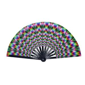 2022 Promotionele Grote Rave Fan Bamboe Hand Ventilator Nylon Stof Hand Gehouden Vouwen Fans Voor Reclame - Product Image 3