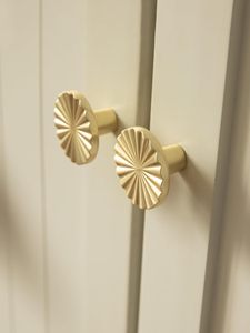 BEILEIOU Brushed <b>Gold</b> Cabinet Knobs Classic Vintage Flat <b>Drawer</b> <b>Pulls</b> Zinc Alloy <b>Drawer</b> Knobs Stylish Design Kitchen Cupboard Ba - Product Image 2