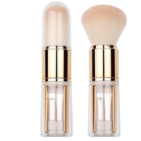 Ensemble de pinceaux de maquillage de voyage portable 5-en-1 de haute qualité avec pinceaux plats et éventail pour l'application et le mélange des fards à paupières et du fond de teint