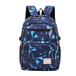 Cross-Border Nylon Three-Piece Backpack Zipper Fashionable Stripes Pattern Student School Sports <b>Bag</b> Large Capacity <b>Computer</b> - Product Image 5