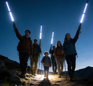 Bâton de randonnée multifonctionnel éclairé 2026 - Bâton de randonnée rétractable Lampe de poche Design moderne léger pour le camping et la randonnée - Product Image 1