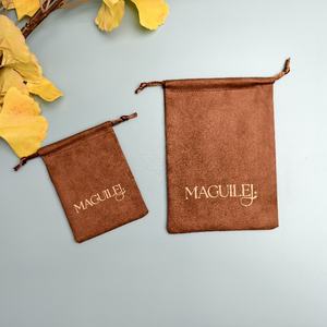 Custom Logo Printing Low MOQ <b>Black</b> Suede Drawstring Pouch <b>Small</b> Jewelry Gift Velvet Bag Packaging for Ring Earrings Bracelet - Product Image 6