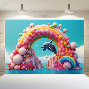 Fondo Fotográfico Portátil <span class=keywords><strong>de</strong></span> Poliéster <span class=keywords><strong>de</strong></span> 100x150cm con Temática del <span class=keywords><strong>Mundo</strong></span> Submarino, Estilo ROMANCE Colorido, para Fiestas y Eventos Promocionales - Product Image 1
