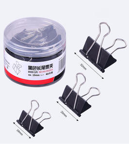 Clips bouledogue en métal pour papier à usage de bureau 24PCS Pack Small Medium Large Black Colored Binder Clips - Product Image 1