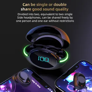 Gaming In-ear earphone Tws Y80 sentuh earbud produk baru Handsfree headset nirkabel Led olahraga Noise Cancelling headphone