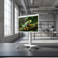 Televisor Inteligente Portátil con Retroiluminación LED Blanca de 32 Pulgadas, Android 15, Pantalla Táctil, Monitor de Pie, Batería de 27000 mAh, 4 Ruedas Giratorias