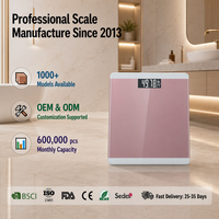 Báscula Digital Electrónica para el Hogar, de Vidrio Templado Color Oro Rosa, Báscula Personal de 180 kg para Baño, Producto Profesional para la Salud en el Hogar