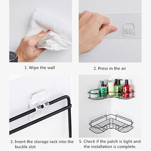 Mensola Angolare <span class=keywords><strong>da</strong></span> <span class=keywords><strong>Parete</strong></span> Nera per Cucina e Bagno, Portapiatti Pieghevole a Due Livelli in Plastica PC Multifunzione a Forma Triangolare - Product Image 6