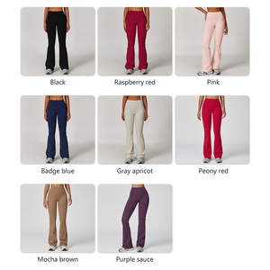 Pantalones de yoga acampanados de cintura media para mujer Pantalones de ejercicio para correr de invierno antibolitas frontales planos - Product Image 2