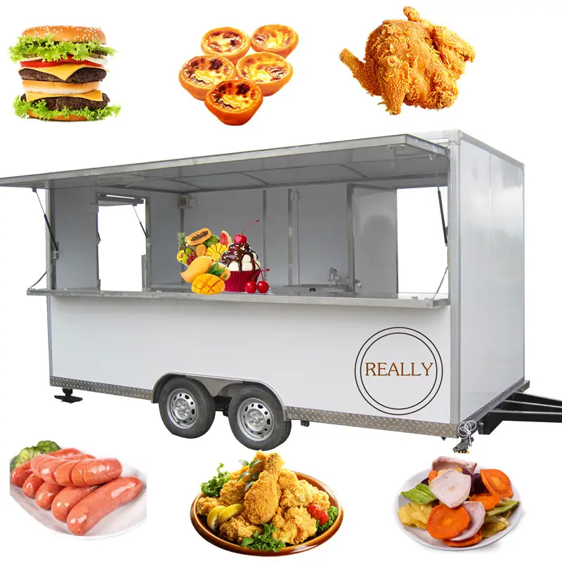 Machines de snacks de cuisine commerciale, chariots de remorque Mobile de restauration alimentaire, camions de nourriture à vendre avec le prix bon marché