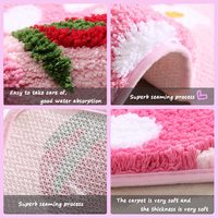 Tapis de chambre à coucher absorbant l'eau antidérapant en microfibre mignon Shaggy personnalisé tapis de bain touffeté fraise