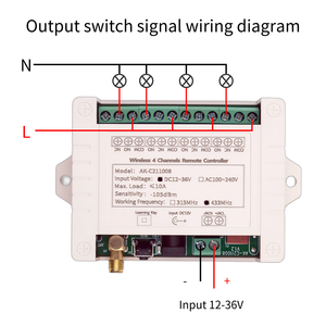 DC 12V 24V 10A 433 MHz 4CH Wireless Relay <strong>RF</strong> <strong>Remote</strong> <strong>Control</strong> <strong>Switch</strong> Receiver+ 1000M 4 <strong>Button</strong> Transmitter - Product Image 3