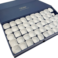 Boîte d'emballage magnétique de luxe bleu marine chocolat 50/100g deux couches personnalisé Caja De Bombones gaufrage de stratification brillante pour