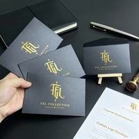 Enveloppe en papier nacré noir 250 g/m² avec logo estampé à chaud en feuille d'or, taille personnalisée, pour carte de remerciement (vente en gros)